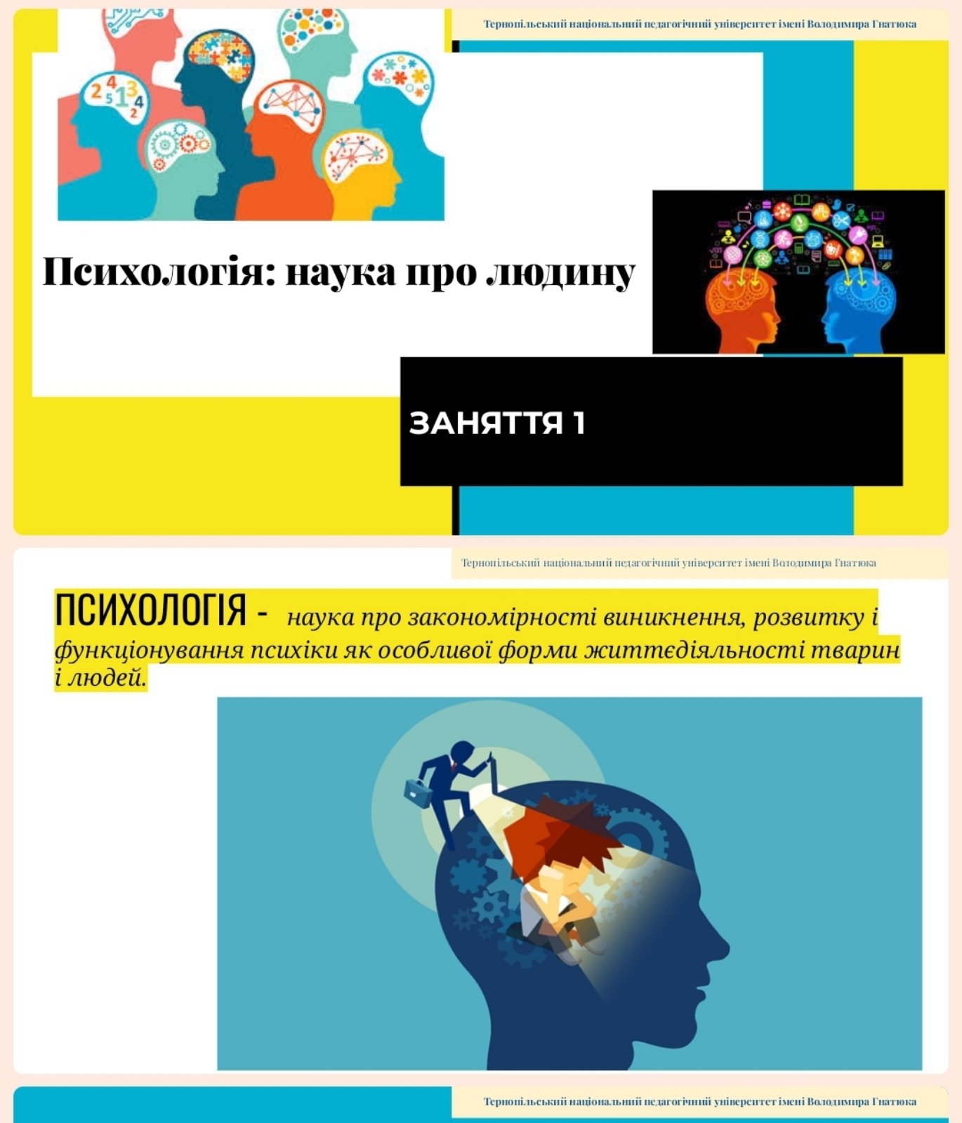 Перше заняття, яке провела професор Марина Орап, було присвячено  ознайомленню учнів із предметом і завданнями психології